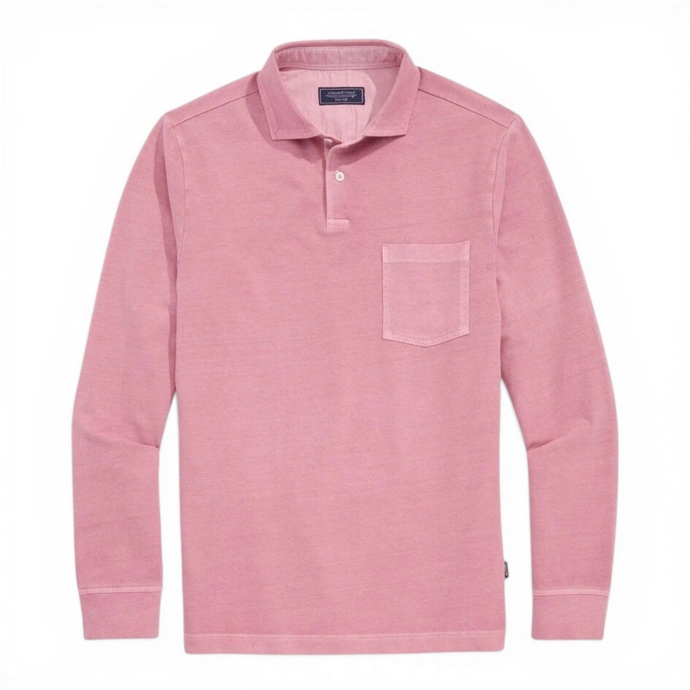 Vineyard Vines Long Sleeve Polo in Dusty Pink